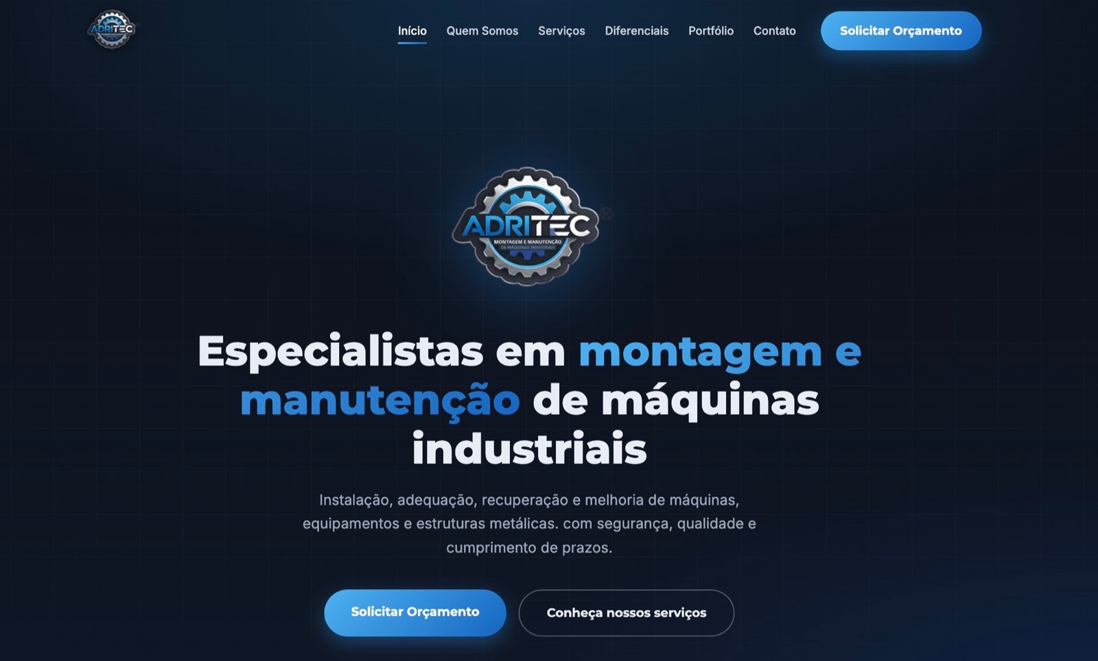 Site institucional desenvolvido para Adritec